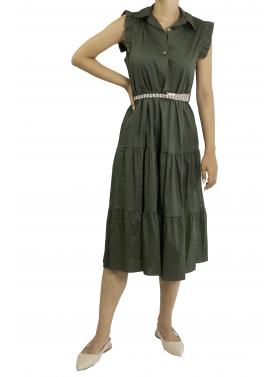 Vestito con colletto con cinta